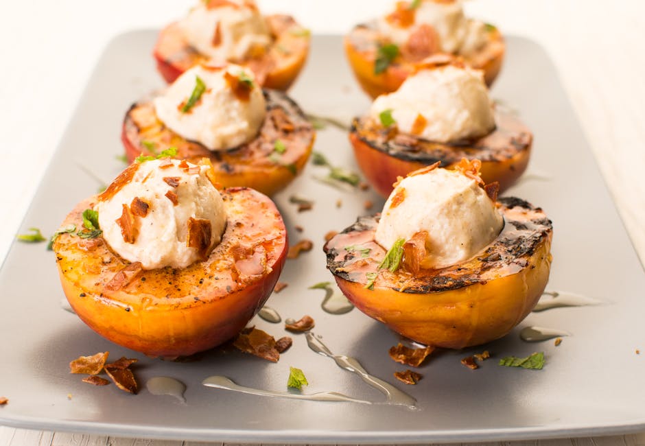 Grilled Peaches with Vanilla Pudding Cream
